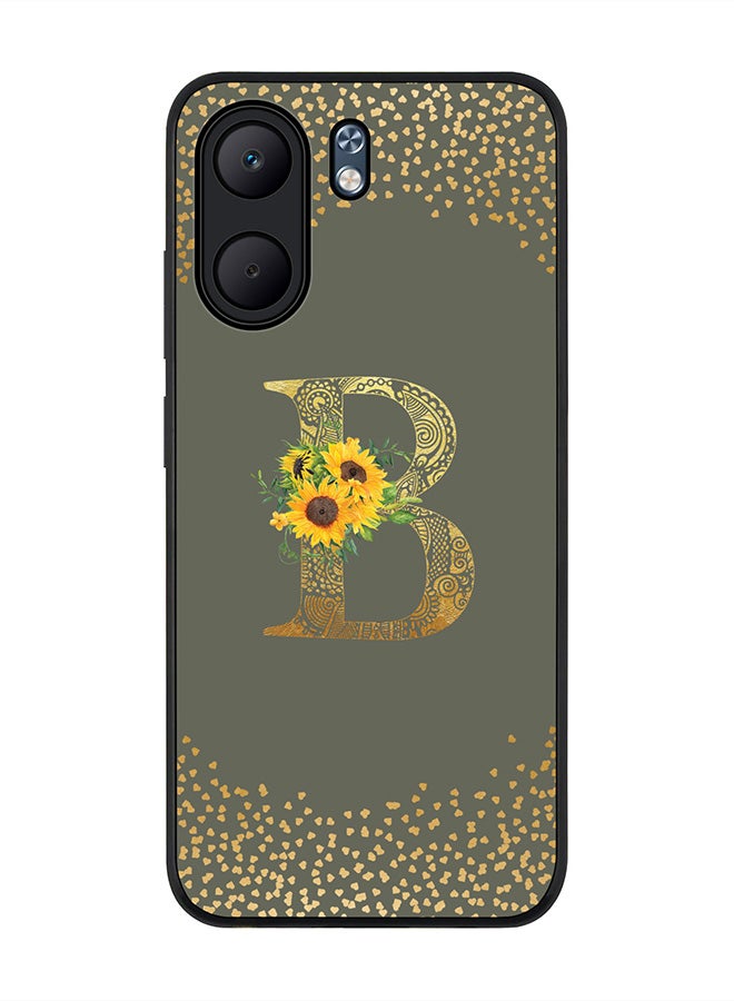 Stylizedd For Oppo A5x 5G / A5x 4G Case,Slim fit Camera Protection, Shockproof Thin Phone cover  - Custom Floral Monogram - B  (Olive Green )