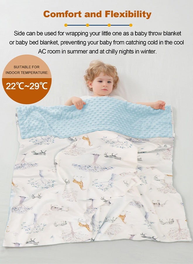 LCAREMOM Kids Baby Blanket Newborn Gifts, Super Soft Plush Blankets with Dotted Backing, Fleece Fabric Essentialsfor Unisex,Toddlers, Boys GirlsToddlers, with Forest Animal Multicolor Printed 75x100cm (Blue) - Image 2