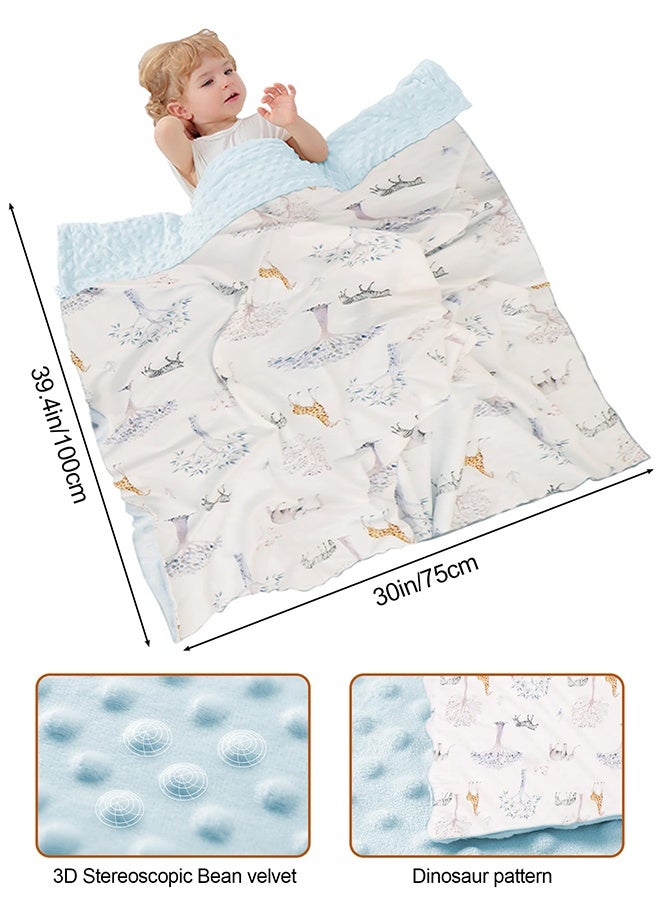 LCAREMOM Kids Baby Blanket Newborn Gifts, Super Soft Plush Blankets with Dotted Backing, Fleece Fabric Essentialsfor Unisex,Toddlers, Boys GirlsToddlers, with Forest Animal Multicolor Printed 75x100cm (Blue) - Image 5
