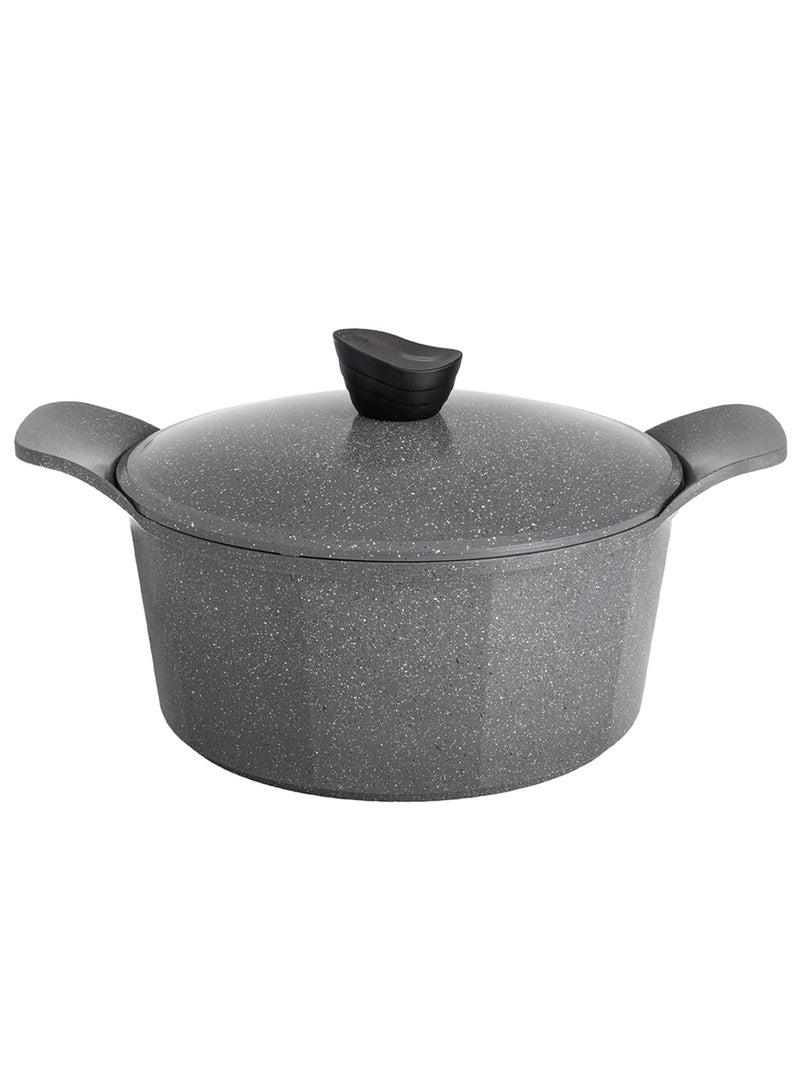 بادريق طقم  قدور جرانيت مكون من 16 قطعة، صناعة سعودية، آمنة للاستخدام في غسالة الأطباق، خالية من PTFE/PFOA، وعاء مخزون مطلي بالرخام غير لاصق، مقلاة شواء، طاوة بانكيك أداة مطبخ، قبضة سيليكون - رمادي - Image 3