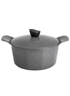 Badraig 16-Piece Granite Cookware Set Saudi Made Safe Dishwasher, PTFE/PFOA Free, Marble Nonstick Coating Stock Pot Fry Pan Grill Pan Pancake pan Kitchen Tool Silicone Grip - Grey  - Image 2