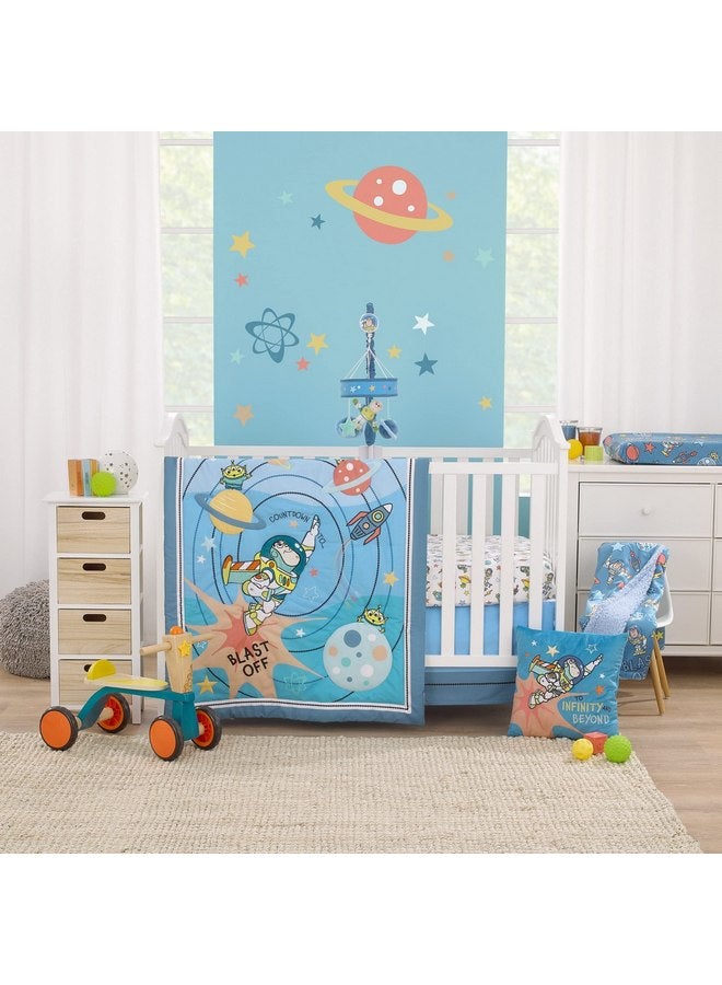 NoJo Disney Toy Story Buzz Lightyear Blue and Aqua Blast Off Stars and Planets Plush Musical Mobile - Image 4