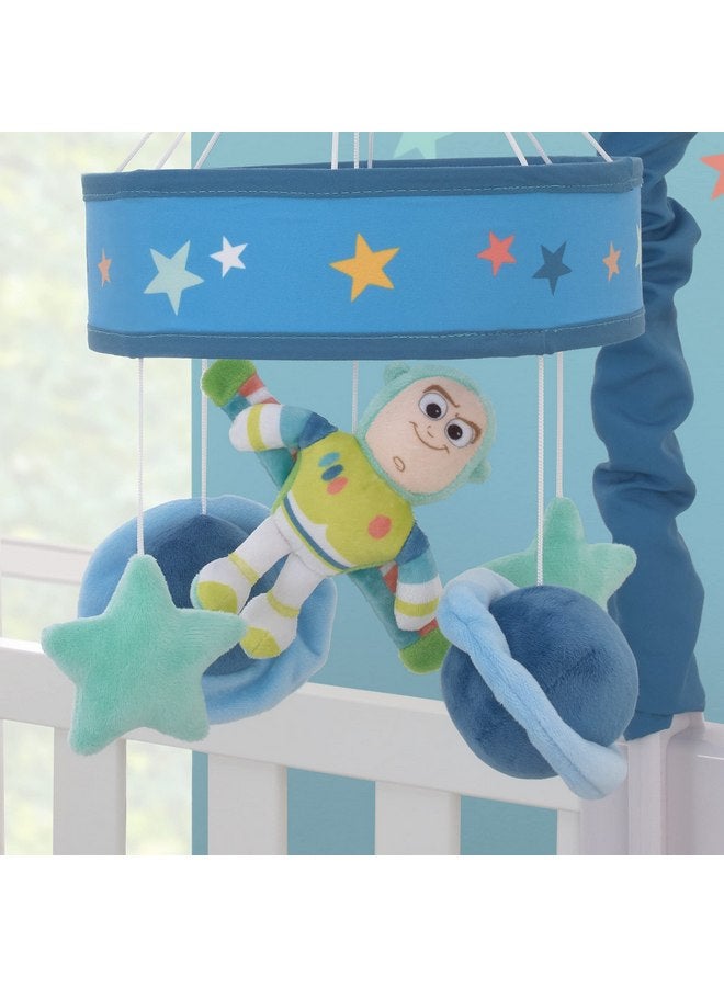 NoJo Disney Toy Story Buzz Lightyear Blue and Aqua Blast Off Stars and Planets Plush Musical Mobile - Image 3