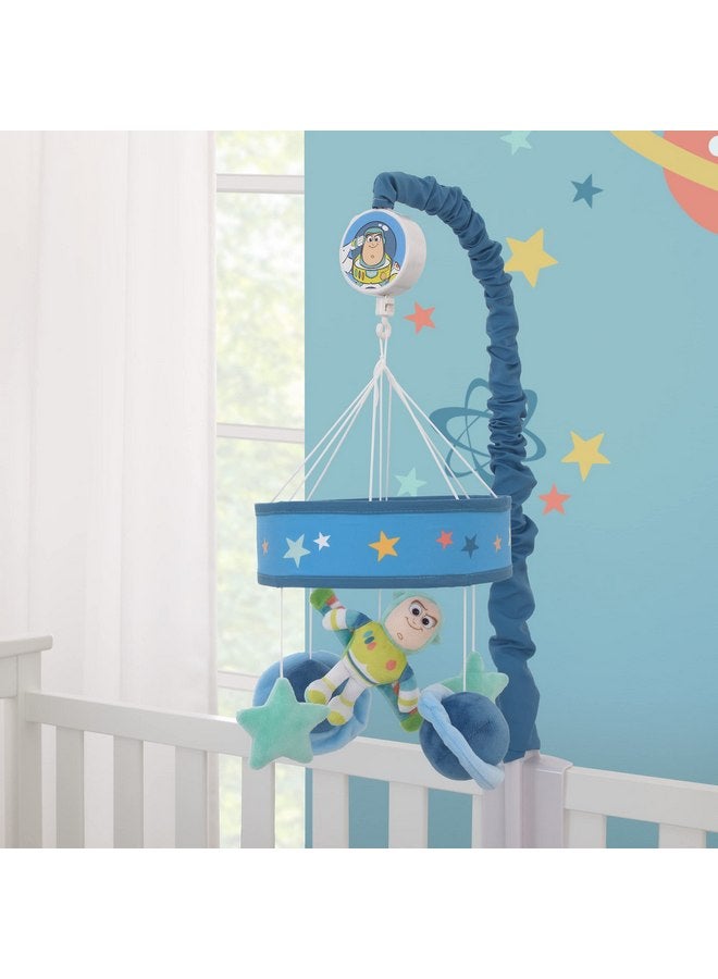 NoJo Disney Toy Story Buzz Lightyear Blue and Aqua Blast Off Stars and Planets Plush Musical Mobile - Image 2