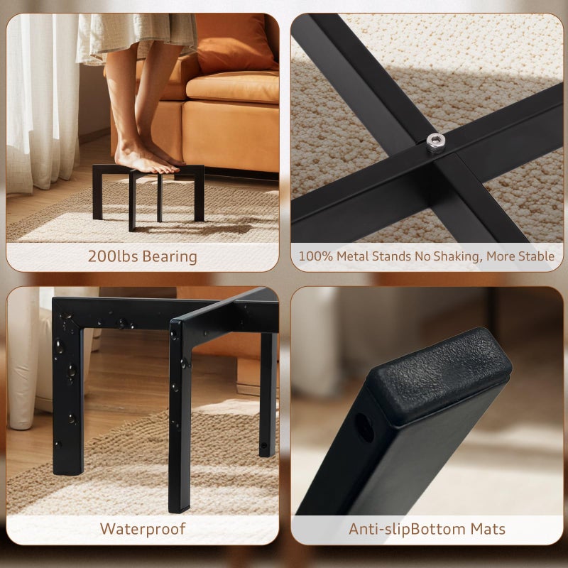 IZIDDO Plant Stand Indoor Outdoor,Metal Mid-Century Pot Stand,Modern Plant Holder Rattan Flower Plant Stool,Low Short Plant Stands for Indoor Fit 5-12 Inch Pot,Black(Pot & Plant Not Included) - Image 4