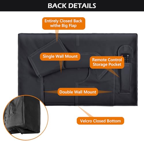 HOMEYA Outdoor TV Cover 30-32 Inch with Clear Scratch Resistant Front Flap + Bottom Cover, 600D Weatherproof & Waterproof TV Screen Protector, Fits Most TV Mounts Stands with Remote Controller Pocket - Image 5