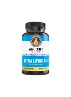 Ancient Bliss Alpha Lipoic Acid Supplement, Antioxidant and Energy Support, ALA Supplement with Bioperine, No Gluten and Soy, 600mg per Serving, 60 Vegan Capsules