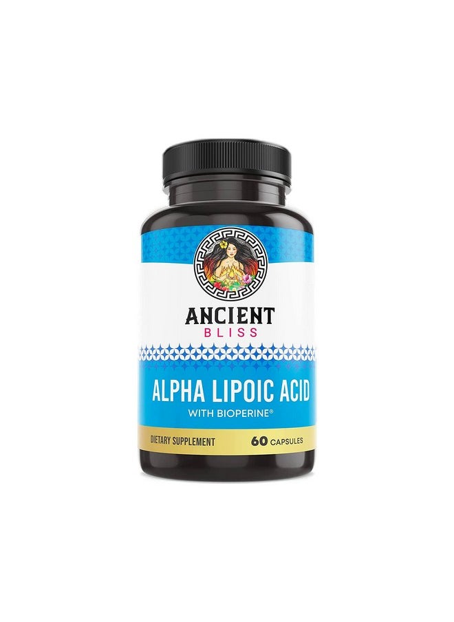 Ancient Bliss - Ancient Bliss Alpha Lipoic Acid Supplement, Antioxidant and Energy Support, ALA Supplement with Bioperine, No Gluten and Soy, 600mg per Serving, 60 Vegan Capsules - Image 1