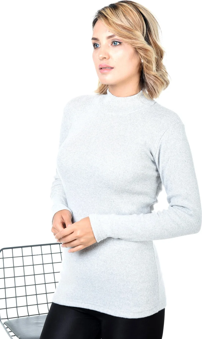 بيليفانتي كولكشن Women's Gray Half Turtleneck Sweater
