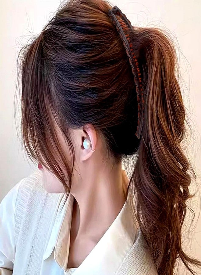 Winsyison 3pcs Banana Hair Clips, Non-Slip Large Hairstyle Claws for Women, Vintage 90 Style Double Combs Hairpin Accessories for Thick Thin Fine Curly Straight Long Hair- Black & Coffee - Image 4