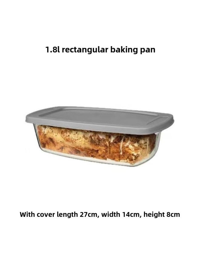 Rectangular Toast Bread Light Cheese Cake Baking Mold County Cheese Yogurt Cake Special Heat-resistant Glass Baking Tray-Specifications:Rectangular 1.8l With Cover - Image 1