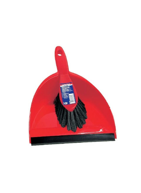 2-Piece Handheld Durable and Compact Dustpan with Broom Set Red and Black 24.8 x 34.8 x 13.4 cm VF31