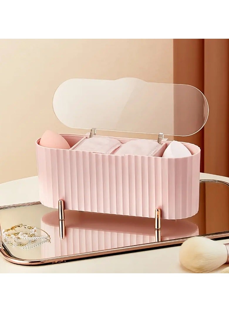 أوريتي مربع تخزين مستحضرات التجميل سطح المكتب مقاوم للغبار يحافظ على مكياجك والمسحات والمجوهرات المنظمة والمحمية - Image 3