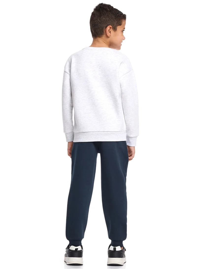 victor and jane Stylish Boys’ Fleece Co-ord – Bold S Print Sweatshirt &amp; Joggers