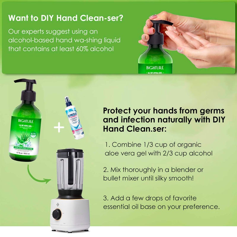 BIGHTURE Aloe Vera Gel for Face - Organic Aloe Vera Gel from 100 Percent Pure Aloe Vera Use to Skin Sunburn Relieve, Soothing and Firming - Image 2