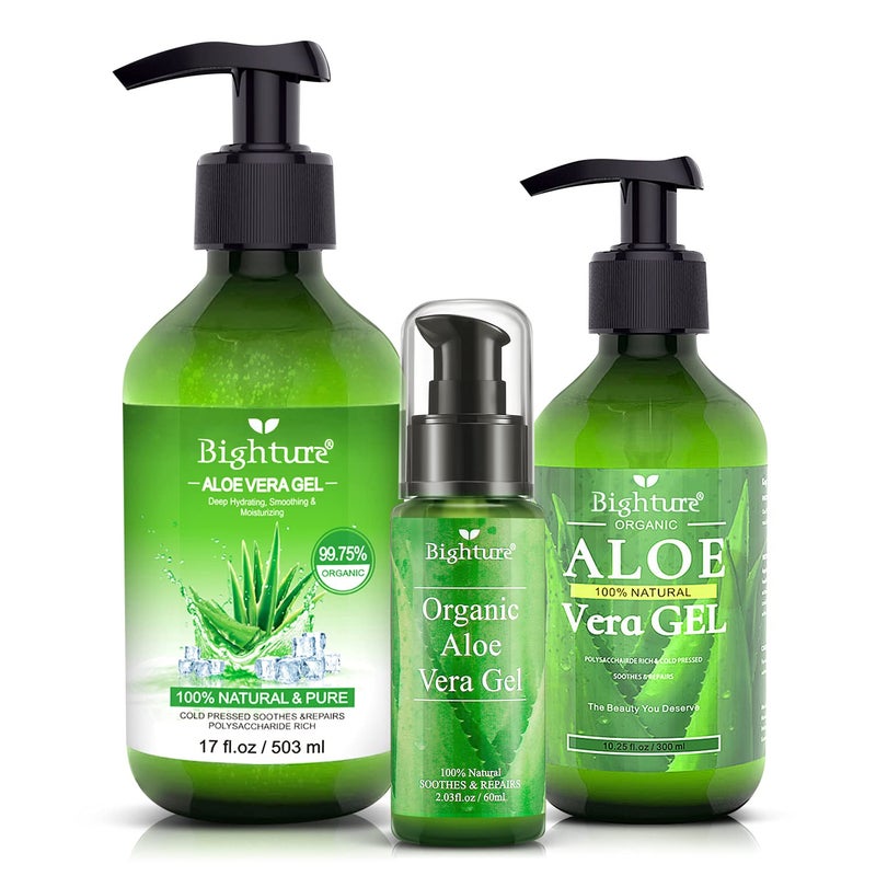 BIGHTURE Aloe Vera Gel for Face - Organic Aloe Vera Gel from 100 Percent Pure Aloe Vera Use to Skin Sunburn Relieve, Soothing and Firming - Image 5