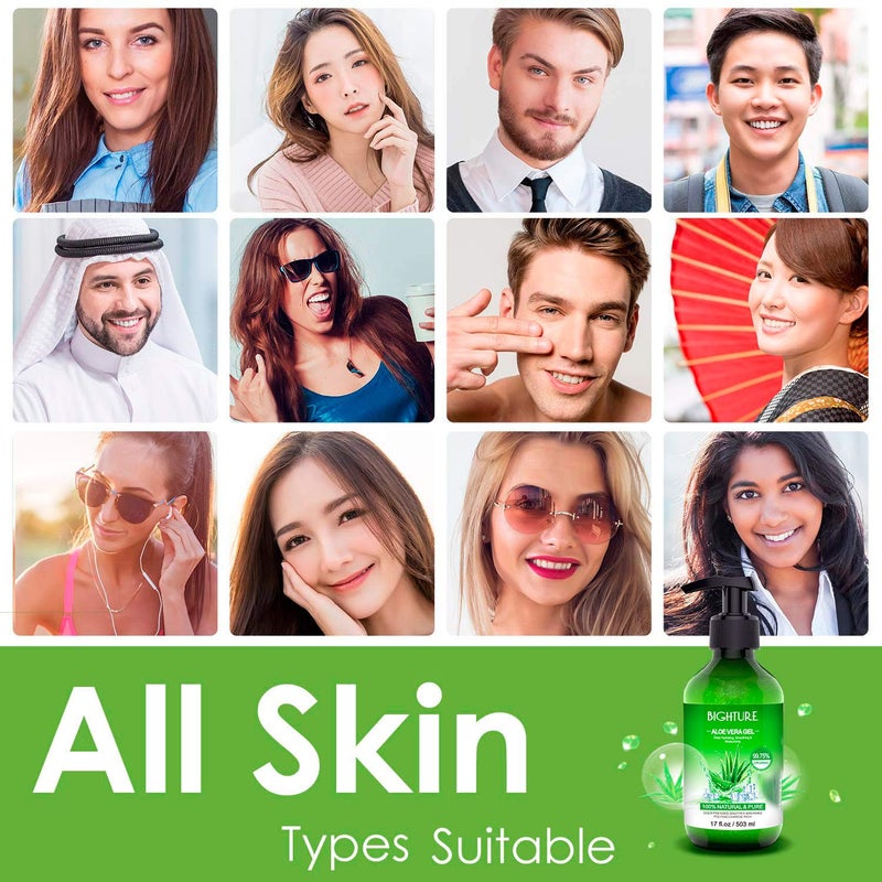 BIGHTURE Aloe Vera Gel for Face - Organic Aloe Vera Gel from 100 Percent Pure Aloe Vera Use to Skin Sunburn Relieve, Soothing and Firming - Image 3