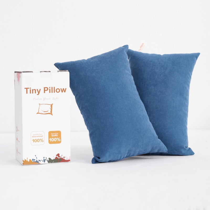 BEDSUM 2 Pack Tiny Pillows, 11"x7" Microfiber Mini Pillow for Travel, Pets, Soft and Machine Washable Small Pillows for Neck, Wrist, and Knee Comfort, Denim Blue - Image 2