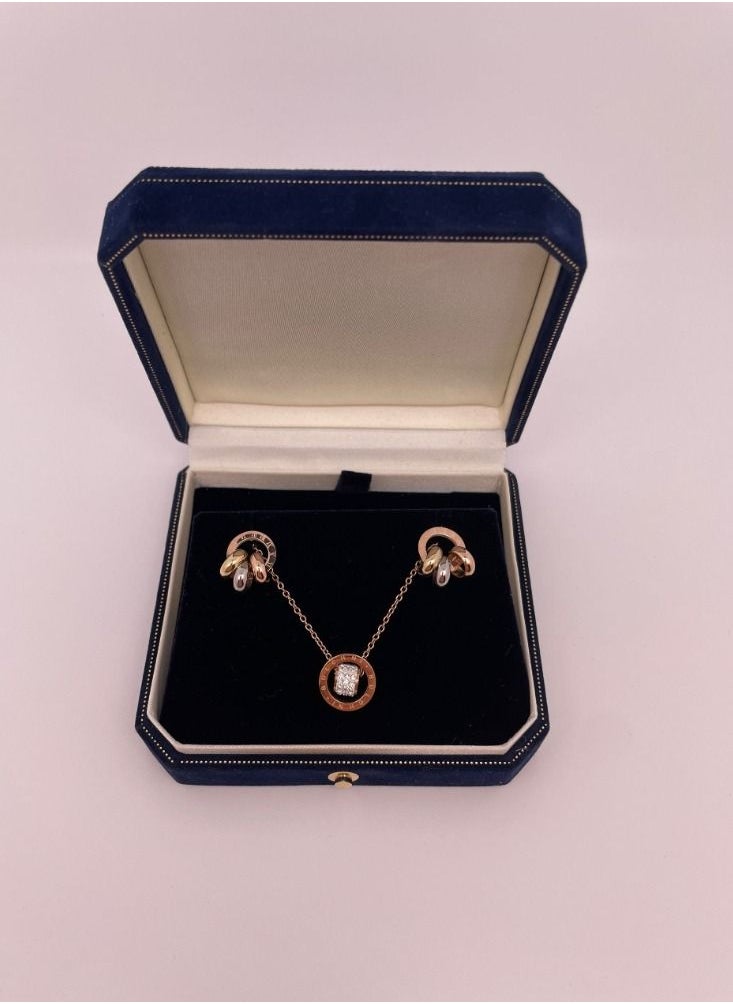 General - Stainless Steel 18K Gold Plated Non fading Lucky Ring Pendant Necklace Earrings Set - Image 1
