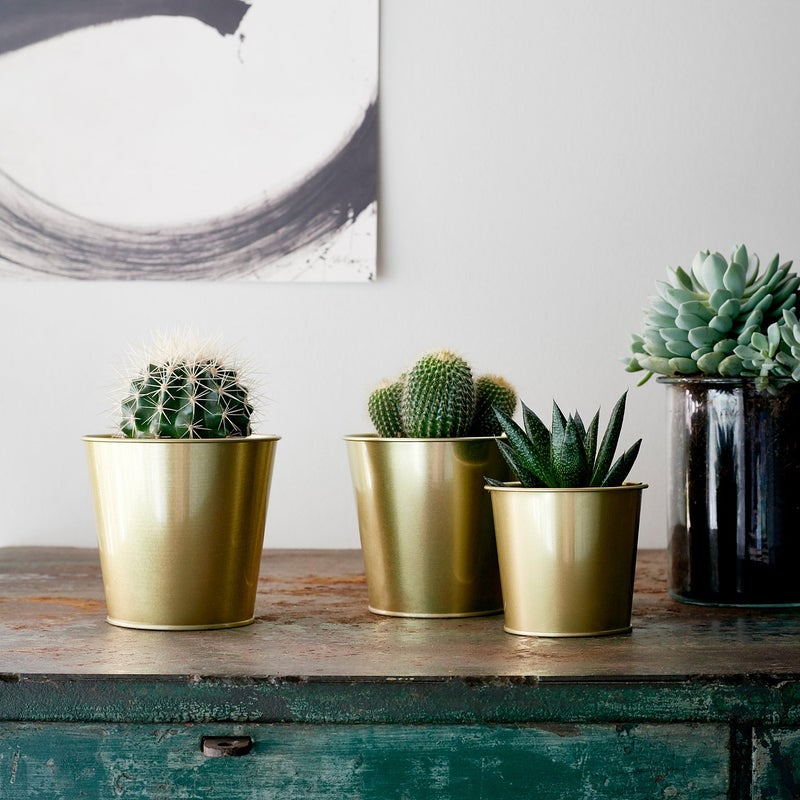 Baitique Plant Pot, Brass-Colour Metal, 12 cm - Image 3
