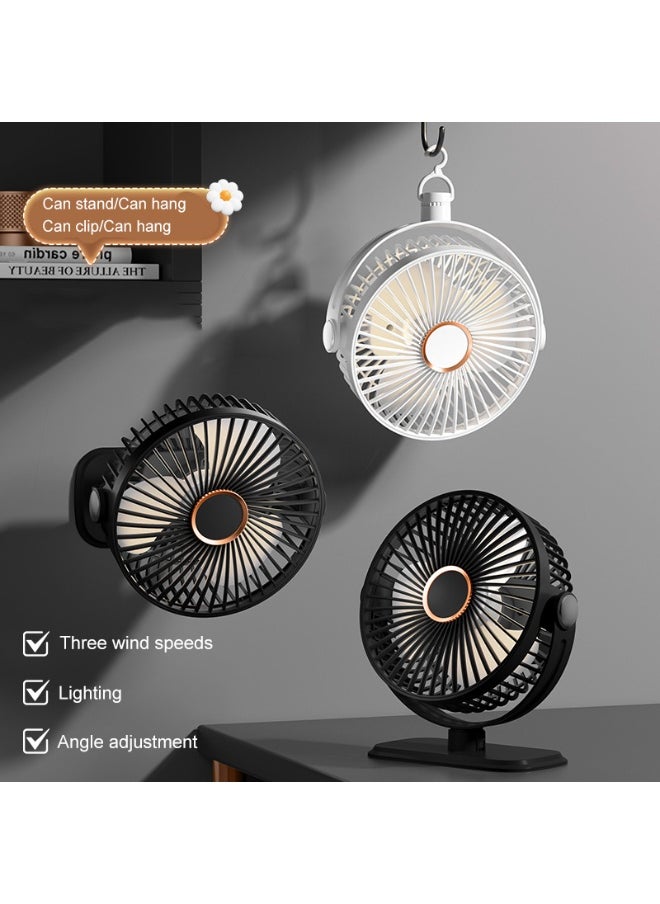 Generic - USB Desk Fan, 5 Speeds with Strong Airflow, 3 lighting modes, Multi-angle rotation  portable desk fan, for Home, Office, Dormitory, Desktop Table Fans（Pink） - Image 1