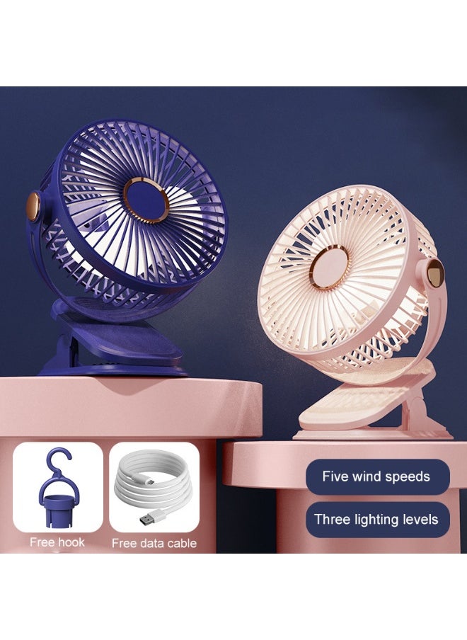 Generic - USB Desk Fan, 5 Speeds with Strong Airflow, 3 lighting modes, Multi-angle rotation  portable desk fan, for Home, Office, Dormitory, Desktop Table Fans（Pink） - Image 1