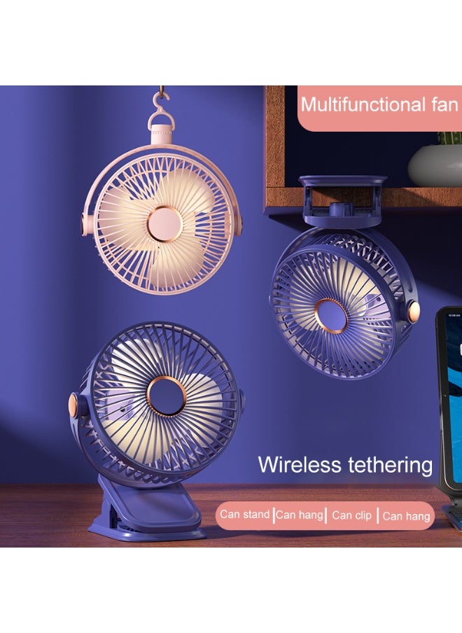 Generic - USB Desk Fan, 5 Speeds with Strong Airflow, 3 lighting modes, Multi-angle rotation  portable desk fan, for Home, Office, Dormitory, Desktop Table Fans（Pink） - Image 1