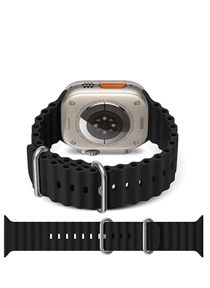 Generic - Band Compatible with Apple Watch Band 49mm 45mm 44mm 42mmWomen Men Breathable Waterproof soft Silicone Sport Strap for iWatch Apple Watch Ultra SE Series 8 7 6 5 4 3 2 1black - Image 1