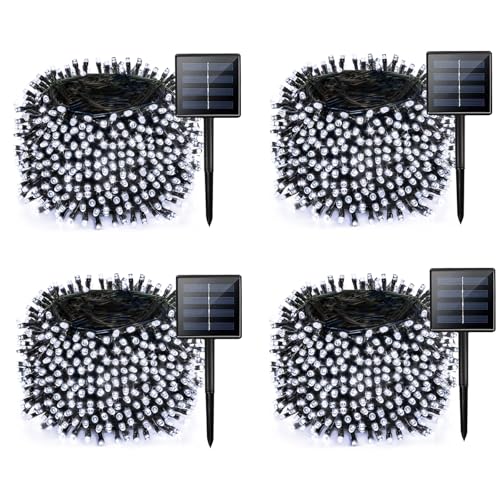 Albelt 4 Pack Solar Chrismas Lights Outdoor 170 FT Total 480 LED Solar String Lights for Outside with 8 Modes Memory Function Waterproof Twinkle Light for Xmas Tree Yard Party Decorations Cool White - Image 1
