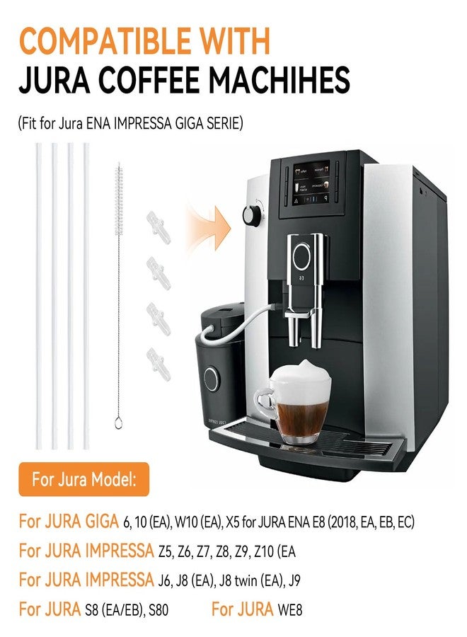 HEBRAR Milk Tube Hose Set with Jura Milk Pipe HP3 Connectors and Hose Brush for Jura Coffee Machines, Coffee Pipe Fit for Jura GIGA 6 10 W10 X5 S8 E8 Z10 Z8 Z7 Z5 Z6 Z8 Z9 J6 J8 J9 S80 WE8 C9, Silicon Tube - Image 2