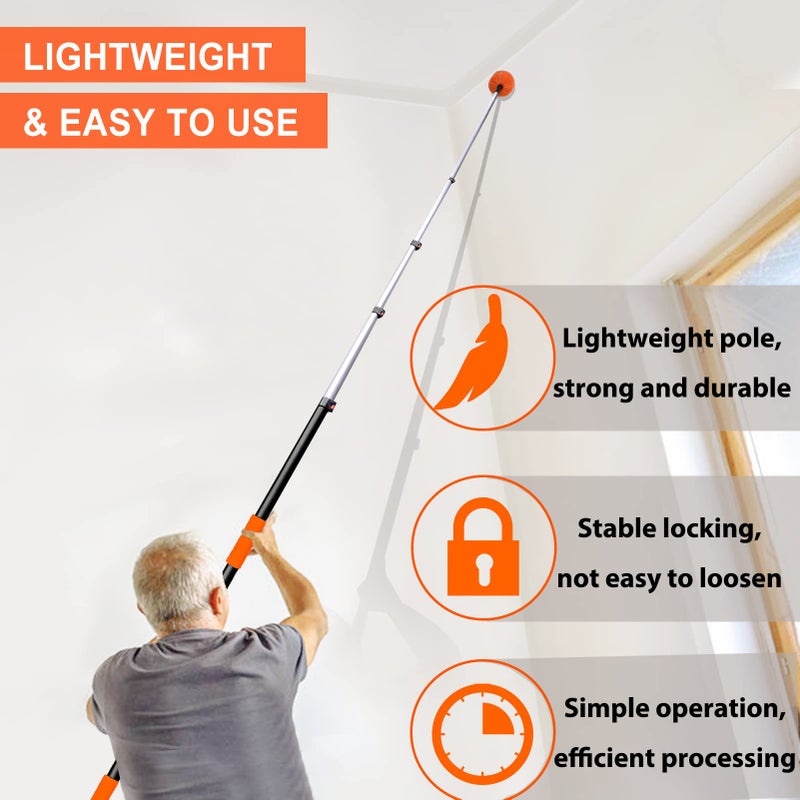 Buyplus 26FT Reach Cobweb Duster, Outdoor Spider Web Cleaner Brush with Professional 5-20FT Extension Pole, Non-Shedding Fluffy Bristles, Suitable for Ceiling and Corner Dusters for Indoor and Outdoor - Image 2