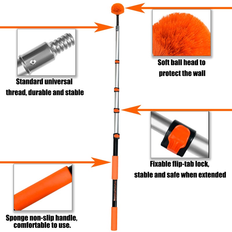 Buyplus 26FT Reach Cobweb Duster, Outdoor Spider Web Cleaner Brush with Professional 5-20FT Extension Pole, Non-Shedding Fluffy Bristles, Suitable for Ceiling and Corner Dusters for Indoor and Outdoor - Image 4