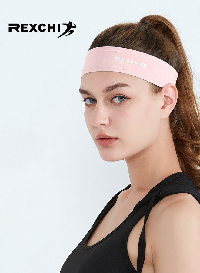 REXCHI Sweat Bands Headbands for Women Workout, Women's Fashion Non Slip Stretchy Headband, Moisture Wicking Sweatband for Fitness Exercise Sports Running Athletic Yoga, Pink - Image 1