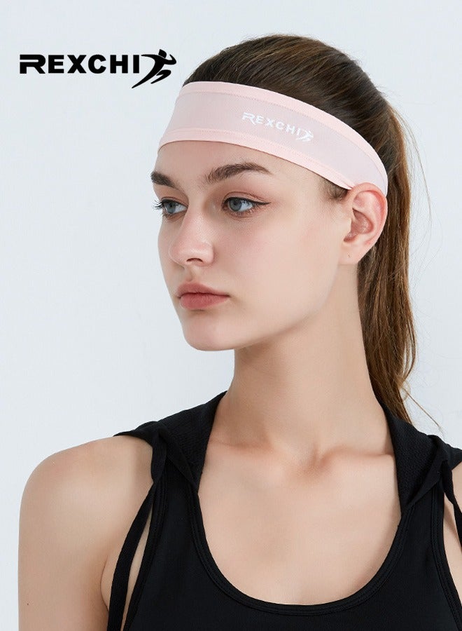 REXCHI Sweat Bands Headbands for Women Workout, Women's Fashion Non Slip Stretchy Headband, Moisture Wicking Sweatband for Fitness Exercise Sports Running Athletic Yoga, Pink - Image 2