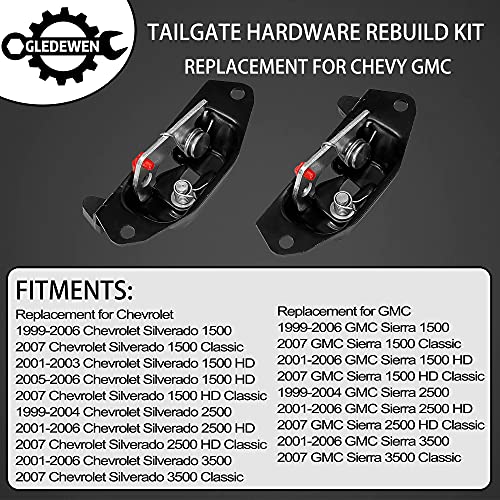 Gledewen طقم إعادة بناء قفل مقبض الباب الخلفي، متوافق مع شيفروليه سيلفرادو 1500 2500 3500 من 1999-2006، جي إم سي سييرا، بديل# 15997911 15921948 أجزاء باب الخلفي حشوة إطار قفل برغي مفصل مجموعة قفل - Image 2