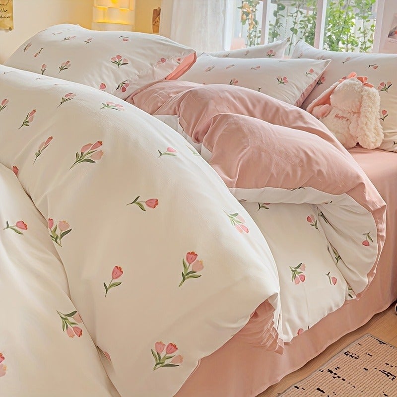 3pcs Duvet Cover Set, New American-Style Small Floral Duvet Cover Set in Ins Style, Includes 1 Duvet Cover + 2 Pillowcases, Comfortable And Breathable, Machine Washable And Hand Washable, Does Not Fade Or Deform, Creates a Cozy Sleep Environment - Image 2