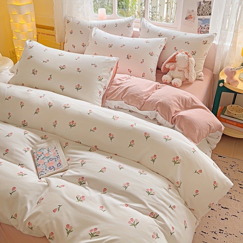 3pcs Duvet Cover Set, New American-Style Small Floral Duvet Cover Set in Ins Style, Includes 1 Duvet Cover + 2 Pillowcases, Comfortable And Breathable, Machine Washable And Hand Washable, Does Not Fade Or Deform, Creates a Cozy Sleep Environment - Image 3
