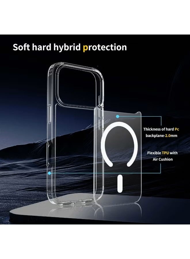 general MAGEASY Bright M Magnetic Clear Case for iPhone 17 Pro – 16ft Drop Protection, MagSafe Compatible, Anti-Yellowing Slim Hybrid Cover - Image 3