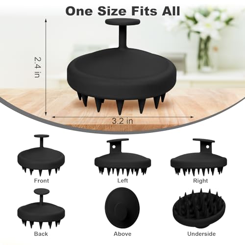Meartchy Silicone Scalp Massager, Scalp Scrubber for Hair Growth with Soft Bristles, Scalp Exfoliator Brush Dandruff Removal Shampoo Brush for Wet Dry Scalp Care (Black) - Image 2