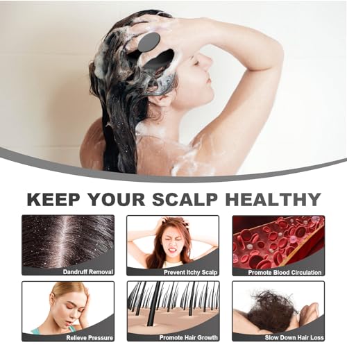 Meartchy Silicone Scalp Massager, Scalp Scrubber for Hair Growth with Soft Bristles, Scalp Exfoliator Brush Dandruff Removal Shampoo Brush for Wet Dry Scalp Care (Black) - Image 4