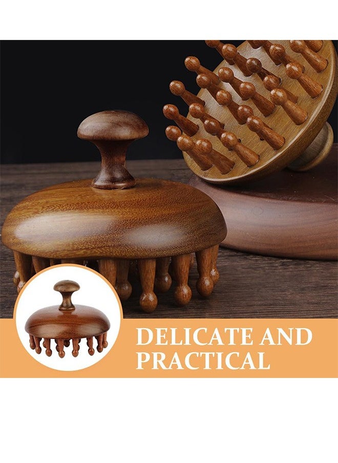 BTFMEI Wooden Scalp Massager with Handle, Massage Brush, Sandalwood Scalp Massager,for Men and Women, Full Body Hair Brush  - Image 4
