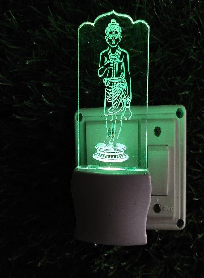 UKANI NILKANTH VARNI 3D Optical Illusion Acrylic Night Lamp, 7 Colors RGB Auto Colour Changing LED Plug n Play Night Light, Office Light, Best Gift - Pack of 1 (SD008,Multicolour, 3 Inch) - Image 3
