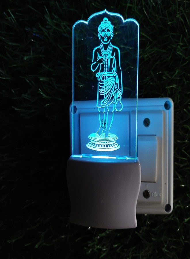 UKANI NILKANTH VARNI 3D Optical Illusion Acrylic Night Lamp, 7 Colors RGB Auto Colour Changing LED Plug n Play Night Light, Office Light, Best Gift - Pack of 1 (SD008,Multicolour, 3 Inch) - Image 1