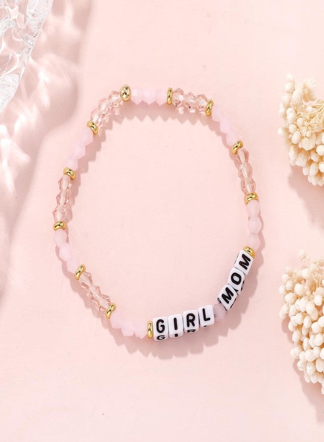 Lemua Girl Mom Gifts for Women Girl Mom Bracelet Jewelry Gifts for New Mama Pink Beaded Bracelet for New Girl Mama - Image 2