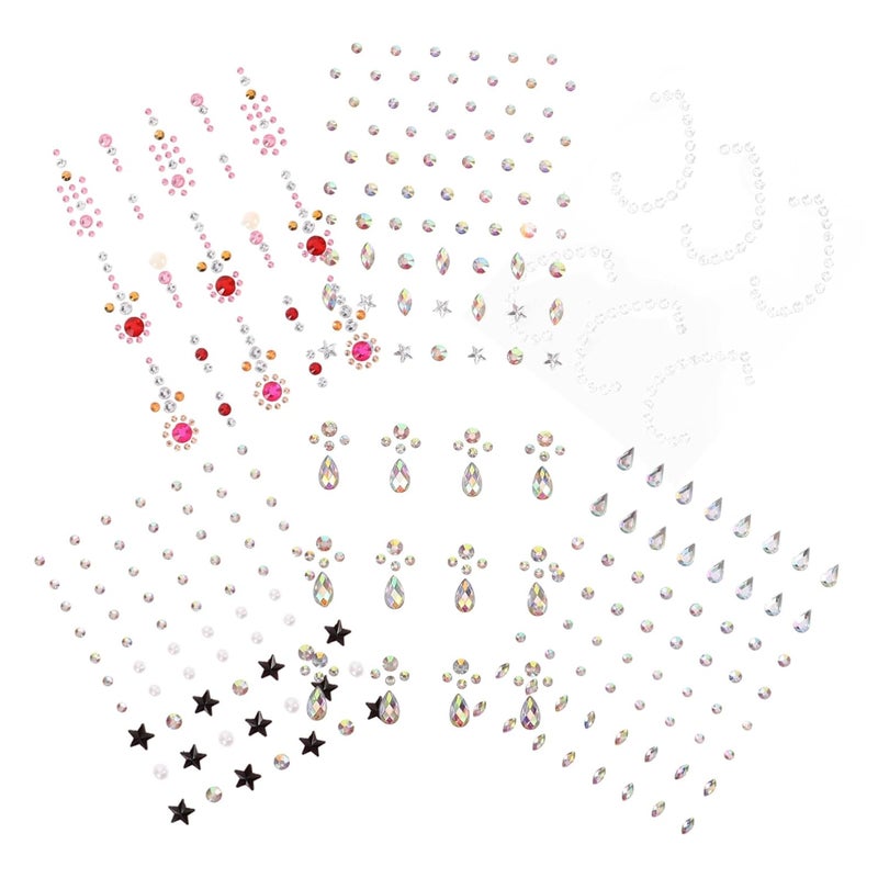 6Sheets Face Jewels Rhinestones for Makeup Eye Body Gems Stick Stickers for Halloween Costume Parties Festivals and Special Occasions Safe Reliable Skin Material - Image 1