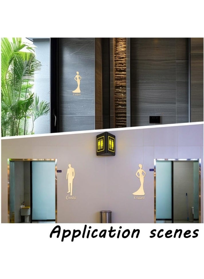 Toilet Signs Self Adhesive for Ladies and Gentlemen, Washroom Door Signs for Home Hotel Office Store Parking Restaurant, Gold - Image 5