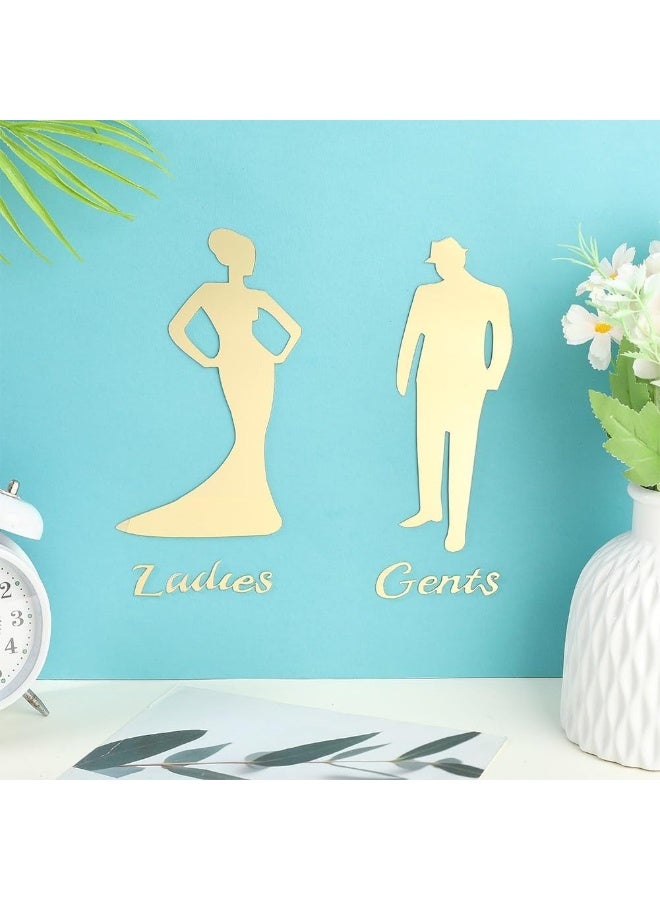 Toilet Signs Self Adhesive for Ladies and Gentlemen, Washroom Door Signs for Home Hotel Office Store Parking Restaurant, Gold - Image 3