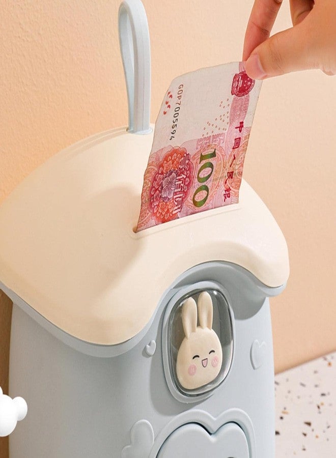 Sajani Creative Cartoon Design Money Bank, Money Saving Bank with Coin Slot, Plastic Piggy Bank for Boys & Girls (Pack of 1) (Rabbit Piggy Bank -Blue) - Image 3