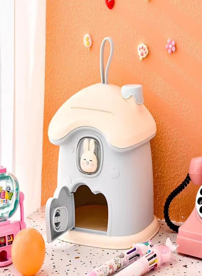 Sajani Creative Cartoon Design Money Bank, Money Saving Bank with Coin Slot, Plastic Piggy Bank for Boys & Girls (Pack of 1) (Rabbit Piggy Bank -Blue) - Image 2
