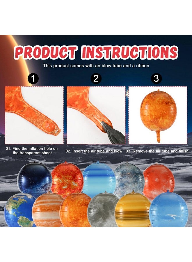 PEUTIER 11pcs Planet Balloons, 22 Inch Large Galaxy Balloons Aluminum Foil Solar System Balloons Inflatable Globe Outer Space Theme Balloons for Kids Science Fiction Birthday Party Shower Decorations  - Image 4